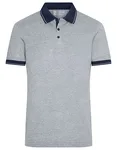 James&Nicholson Melange Polo with Contrast Stripes for Men, Black Melange/Black S, JN706 – Grey Heather/Navy