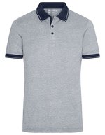 James&Nicholson Melange Polo mit Kontraststreifen für Herren, Black Melange/Black S, JN706 – Grigio Melange/Blu navy