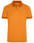 James&Nicholson Melange Polo with Contrast Stripes for Men, Black Melange/Black S, JN706 – Orange Melange/Dark Orange