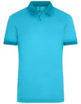 James&Nicholson Melange Polo with Contrast Stripes for Men, Black Melange/Black S, JN706 – Turquoise Melange/Turquoise