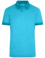 James&Nicholson Melange Polo mit Kontraststreifen für Herren, Black Melange/Black S, JN706 – Turquoise Melange/Turquoise