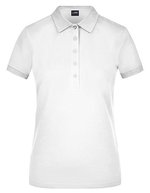 James&Nicholson Polo Piqué mit Elasthan-Schnitt für Damen, Black S, JN709 – White