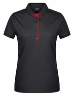 James&Nicholson Polo mit Kontraststreifen für Damen, Black/Red XS, JN725 – Bild 1