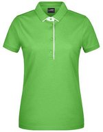 James&Nicholson Polo mit Kontraststreifen für Damen, Black/Red XS, JN725 – Verde lime/Bianco