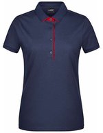 James&Nicholson Polo mit Kontraststreifen für Damen, Black/Red XS, JN725 – Blu navy/Rosso