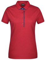 James&Nicholson Polo mit Kontraststreifen für Damen, Black/Red XS, JN725 – Rosso/Blu navy