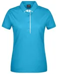 James&Nicholson Polo mit Kontraststreifen für Damen, Turquoise/White XXL, JN725 – Bild 2