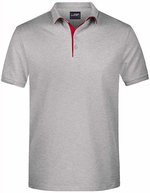 James&Nicholson Polo mit Kontraststreifen für Herren, Black/Red S, JN726 – Grey Heather/Red