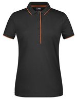 James&Nicholson Polo Stripe aus Piqué-Baumwolle für Damen, Black/Orange XS, JN727 – Bild 2