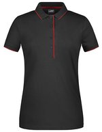 James&Nicholson Polo Stripe aus Piqué-Baumwolle für Damen, Black/Orange XS, JN727 – Black/Red
