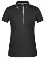 James&Nicholson Polo Stripe aus Piqué-Baumwolle für Damen, Black/Orange XS, JN727 – Black/Silver (Solid)