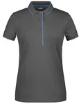 James&Nicholson Ladies´ Polo Stripe Black/Silver (Solid) M (JN727), JN727 – Graphite (Solid)/Aqua