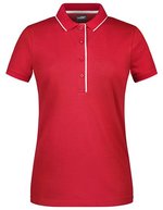 James&Nicholson Polo Stripe aus Piqué-Baumwolle für Damen, Black/Orange XS, JN727 – Red/White