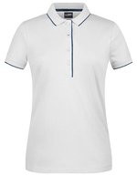 James&Nicholson Polo Stripe aus Piqué-Baumwolle für Damen, Black/Orange XS, JN727 – White/Navy