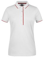 James&Nicholson Polo Stripe aus Piqué-Baumwolle für Damen, Black/Orange XS, JN727 – White/Red