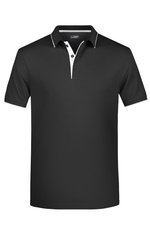 James&Nicholson Polo mit Kontraststreifen für Herren, Black/Orange S, JN728 – Bild 3