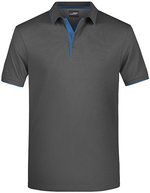James&Nicholson Polo mit Kontraststreifen für Herren, Black/Orange S, JN728 – Grafite (Unito)/Acqua