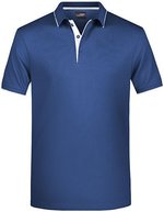 James&Nicholson Polo mit Kontraststreifen für Herren, Black/Orange S, JN728 – Blu navy/Bianco