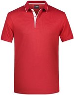James&Nicholson Polo mit Kontraststreifen für Herren, Black/Orange S, JN728 – Rosso/Bianco