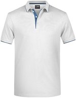 James&Nicholson Polo mit Kontraststreifen für Herren, Black/Orange S, JN728 – Bianco/Blu navy