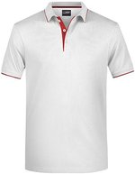 James&Nicholson Polo mit Kontraststreifen für Herren, Black/Orange S, JN728 – Bianco/Rosso