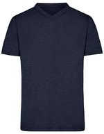 James&Nicholson Slub T-Shirt mit V-Ausschnitt für Herren, Bright Blue S, JN750 – Navy