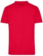 James&Nicholson Slub T-Shirt mit V-Ausschnitt für Herren, Bright Blue S, JN750 – Red