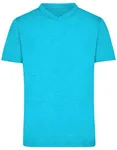 James&Nicholson Slub T-Shirt mit V-Ausschnitt für Herren, Turquoise XL, JN750 – Bild 2