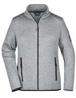 James&Nicholson Strickfleece-Jacke mit Stehkragen für Damen, Dark Grey Melange/Silver (Solid) S, JN761 – Light Grey Melange/Red
