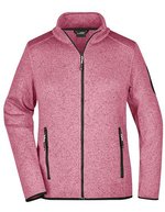 James&Nicholson Strickfleece-Jacke mit Stehkragen für Damen, Dark Grey Melange/Silver (Solid) S, JN761 – Pink Melange/Off White
