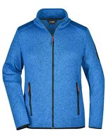 James&Nicholson Strickfleece-Jacke mit Stehkragen für Damen, Dark Grey Melange/Silver (Solid) S, JN761 – Royal Melange/Red