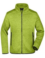 James&Nicholson Strickfleece-Jacke mit Stehkragen und Taschen, Dark Grey Melange/Silver (Solid) S, JN762 – Kiwi Melange/Reale