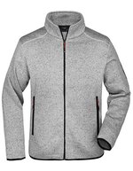 James&Nicholson Strickfleece-Jacke mit Stehkragen und Taschen, Dark Grey Melange/Silver (Solid) S, JN762 – Grigio chiaro Melange/Rosso