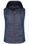 James&Nicholson Gilet hybride tricoté avec capuche pour femme, Grey Melange/Anthracite Melange S, JN767 – image 2