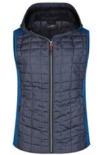 James&Nicholson Strick Hybrid Weste mit Kapuze für Damen, Grey Melange/Anthracite Melange S, JN767 – Bild 1