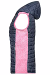 James&Nicholson Gilet hybride tricoté avec capuche pour femme, Grey Melange/Anthracite Melange S, JN767 – image 4