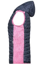 James&Nicholson Strick Hybrid Weste mit Kapuze für Damen, Grey Melange/Anthracite Melange S, JN767 – Bild 4