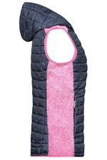 James&Nicholson Strick Hybrid Weste mit Kapuze für Damen, Grey Melange/Anthracite Melange S, JN767 – Bild 5