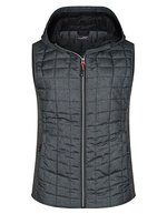 James&Nicholson Strick Hybrid Weste mit Kapuze für Damen, Grey Melange/Anthracite Melange S, JN767 – Bild 2
