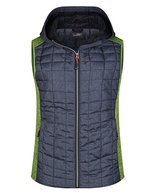 James&Nicholson Strick Hybrid Weste mit Kapuze für Damen, Grey Melange/Anthracite Melange S, JN767 – Kiwi Melange/Anthracite Melange