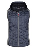 James&Nicholson Strick Hybrid Weste mit Kapuze für Damen, Grey Melange/Anthracite Melange S, JN767 – Light Melange/Anthracite Melange