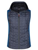James&Nicholson Strick Hybrid Weste mit Kapuze für Damen, Grey Melange/Anthracite Melange S, JN767 – Royal Melange/Anthracite Melange