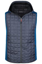 James&Nicholson Strick-Hybridweste mit gesteppter Kapuze, Grey Melange/Anthracite Melange S, JN768 – Bild 1