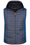 James&Nicholson Strick-Hybridweste mit gesteppter Kapuze, Grey Melange/Anthracite Melange M, JN768 – Bild 3