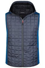 James&Nicholson Strick-Hybridweste mit gesteppter Kapuze, Grey Melange/Anthracite Melange S, JN768 – Bild 3