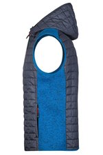 James&Nicholson Strick-Hybridweste mit gesteppter Kapuze, Grey Melange/Anthracite Melange S, JN768 – Bild 5