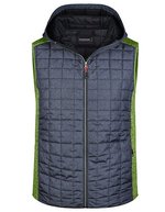 James&Nicholson Strick-Hybridweste mit gesteppter Kapuze, Grey Melange/Anthracite Melange S, JN768 – Kiwi Melange/Anthracite Melange
