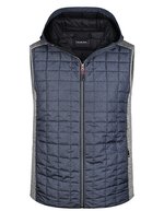 James&Nicholson Strick-Hybridweste mit gesteppter Kapuze, Grey Melange/Anthracite Melange S, JN768 – Light Melange/Anthracite Melange