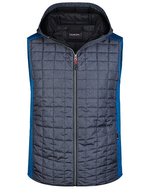 James&Nicholson Strick-Hybridweste mit gesteppter Kapuze, Grey Melange/Anthracite Melange S, JN768 – Royal Melange/Anthracite Melange