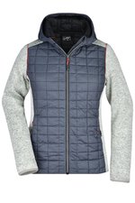 James&Nicholson Hybridjacke mit Karo-Look für Damen, Grey Melange/Anthracite Melange S, JN771 – Bild 1